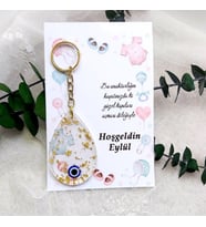 25 Adet Damla Modeli Epoksi Anahtarlık Kağıt Üzeri Kız Bebek Şekeri-