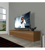 Decoraktiv Eko 140T Mdf Krom Ayaklı Tv Ünitesi Tv Sehpası (Ceviz)