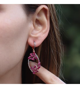 Zirkon Taşlı Rose Gold Kaplama Romantik Gümüş Küpe