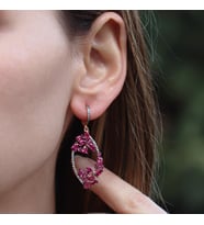 Zirkon Taşlı Rose Gold Kaplama Romantik Gümüş Küpe