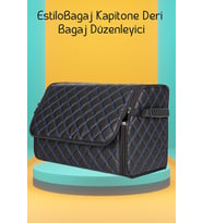 Estilobagaj Kapitone Deri Oto Bagaj Düzenleyici Siyah Mavi