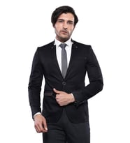 Tek Düğme Hakim Yaka Siyah Erkek Ceket - Wessi