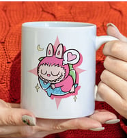 BK Gift Sevimli Canavar Tasarımlı Beyaz Kupa Bardak-2, Arkadaşa Hediye, Sevgiliye Hediye, Doğum Günü Hediyesi