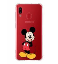 Samsung Galaxy A20  Köşe Korumalı Antişok Kapak Mickey Mouse Tasarımlı Şeffaf  Kılıf