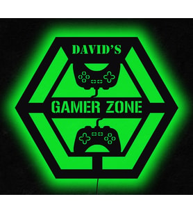 Kişiselleştirilebilir Gamer Oyuncu Odası Tasarımlı Led Mdf Duvar Tablosu, 6mm Ahşap Duvar Dekoru