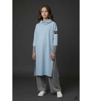 Kahverengi Kapüşonlu Tunik Elbiseli Pantolonlu Kız Çocuk 3lü Takım 24747