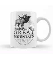 Retro Animal Stag Great Mountain Vintage Clothing Black Kupa Bardak Porselen