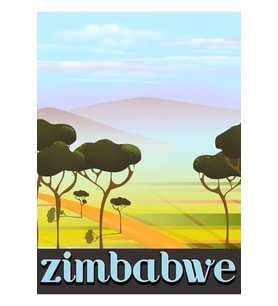 Zimbabve Tatil Seyahat Afişi, Tablo Ahşap Poster Dekoratif
