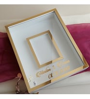 Yarı Gold Beyaz 40x50 Cm Fotoğraf Bölümlü İsimli Ledli Gül Saklama Kutusu! Anı Çerçevesi!