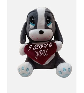 Gran Toys Kalpli Peluş Üzgün Köpek - 40CM (Gri)