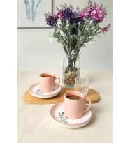 Keramika Elegant Blossoms Pembe Kahve Takımı 4 Parça 2 Kişilik 21793