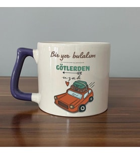 Bir Yer Bulalım Götlerden Uzak Baskılı Mor Kulplu D Kupa