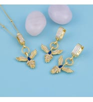Gümüş Pazarım Beyaz Taşlı Altın Kaplama 925 Ayar Gümüş Anka Kuşu Gümüş Set (Sarı)
