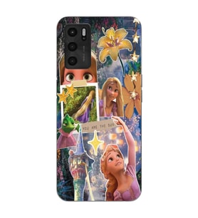 Oppo A16 / A55 Uyumlu Rapunzel Kolaj Tasarımlı Şeffaf Telefon Kılıfı