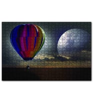 Cakapuzzle  Uçan Balon Ufukta Ay Görseli 120 Parça Puzzle Yapboz MDF (Ahşap)