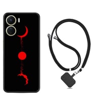 Vivo Y16 Kılıf Silikon Boyun Askılı İpli Desenli Silikon Red Moon 1710