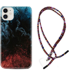 Apple iPhone 11 12 13 Mini Kılıf Boyun Asklı Rasta Silikon Red Blue Black Abstact 1386