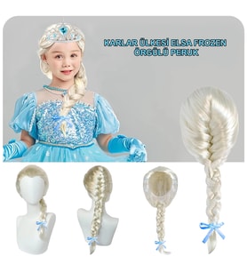 Platin Altın Dore Renk Karlar Ülkesi Elsa Frozen Peruğu Çocuk Boy