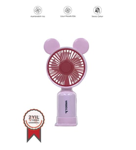 Torima F-12 Pembe Mini Taşınabilir Fan Şarjlı 2 Kademeli Ledli Ayıcık Kulak Vantilatör Klima Soğutucu Fan
