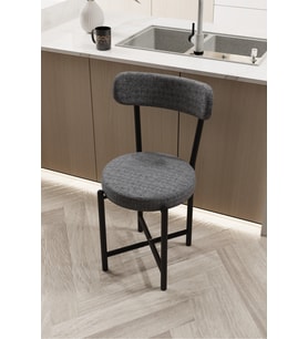 Sandalye 1 Adet Keten Kumaş Metal Ayak Modern Mutfak Sandalyesi Cafe Balkon Ofis Teddy 9816 Gri
