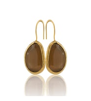 Kadir Jewellery 22 Ayar Altın Kaplama Fosil Taşlı Küpe -El İşçiliği Ve Hipoalerjenik Küpe