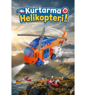 Sesli Ve Işıklı Kurtarma Helikopteri Turuncu - Pervaneli Eğitici Oyuncak Helikopter 21 cm
