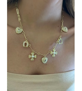 İnci Detaylı Charm Çelik Kolye