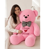 [ İSTEDİĞİNİZ İSMİ YAZIYORUZ ] Pembe Renk Sevgiliye Özel Peluş Ayıcık-İsim Baskılı Peluş Oyuncak -Anneye ,Arkadaşa Özel Hediye (100 cm)
