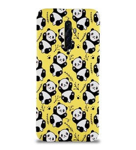 Oppo Reno 2z Uyumlu Lansman Kılıf Panda Tasarımlı İçi Kadife Kapak-Sarı (Şeffaf)