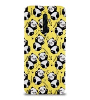 Oppo Reno 2z Uyumlu Lansman Kılıf Panda Tasarımlı İçi Kadife Kapak-Sarı (Şeffaf)