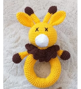 Şirin Geyik Çıngırak Amigurumi Organik Oyuncak