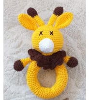 Şirin Geyik Çıngırak Amigurumi Organik Oyuncak
