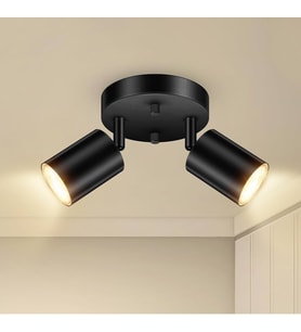 Rsylight Retro Siyah Metal 2 Li Led spot Tavan Plofyoner 180 Derece Hareketli Beyaz Ampullu