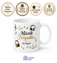 Music Is Life Temalı Müzik Hayattır Kupa Bardak Hediye Porselen Mug