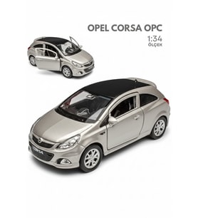 Gri 1:34 Ölçek Die Cast Kapıları Açılır Lisanslı Opel Corsa OPC Oyuncak Metal Model Araba
