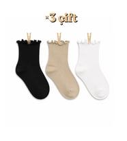 Kıvrık Fırfırlı Kadın Çorap 3’lü Set / Black Vanilla Set