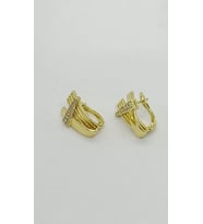 Modern Katman Taşlı Gold Küpe