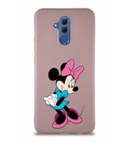 Huawei Mate 20 Lite Soft Premier Kapak Minnie Mouse-F Tasarımlı Silikon Kılıf - Pudra (Şeffaf)