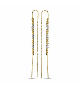 Dorikalı Altın Küpe 14K Sarı ve Beyaz Gold
