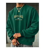 Unisex Monte Carlo Baskılı Oversize Sweatshirt (Yeşil)