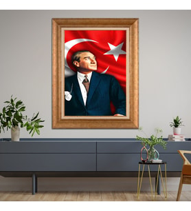 Altın Varaklı Paspartulu Çerçeveli Tablo rv515