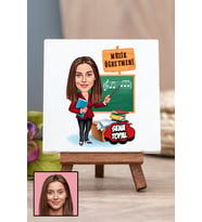 Kadın Müzik Öğretmenine Öğretmenler Günü Hediyesi Karikatürlü Masa Dekoru