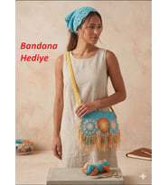 El Yapımı Güneş Model (Bandana Hediyeli) Kadın Çantası