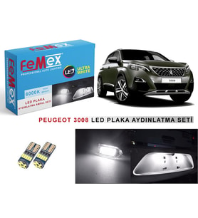 Peugeot 3008 LED Plaka Aydınlatma Ampul Seti FEMEX Parlak Beyaz