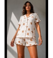 Night Kadın Süprem Gömlek Şort Düğme Pijama Takımı