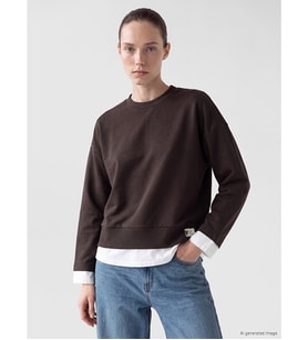 LCW Comfort Kahverengi Bisiklet Yaka Oversize Kadın Sweatshirt