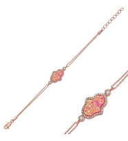 Gümüş Rose Pembe Opal Fatma Ana Eli Bayan Bileklik