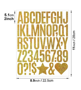 Simli Harf ve Rakam Sticker Seti Kendinden Yapışkanlı Alfabe Etiketleri 5 cm