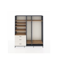 Hyperion Dolap 9 Raflı 3 Çekmeceli 3 Askılı 220x44x243 Antrasit-Çam/Aytaşı