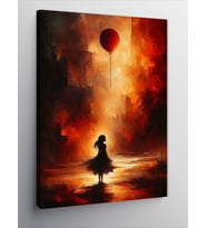Kanvas Tablo Kırmızı Balon Ve Kız